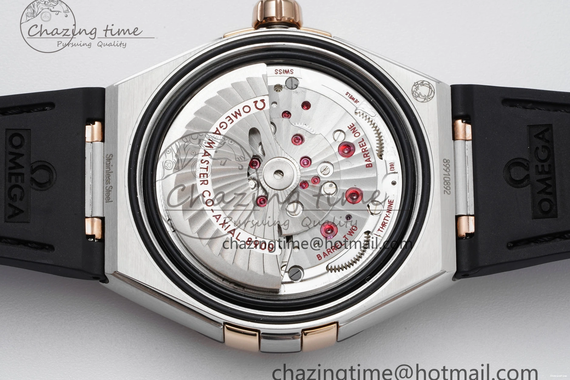 0211 Constellation Black Ceramic SS RG 8F 1:1 Best Edition White Textured Dial on Black Gummy Strap A Sustainable 7804